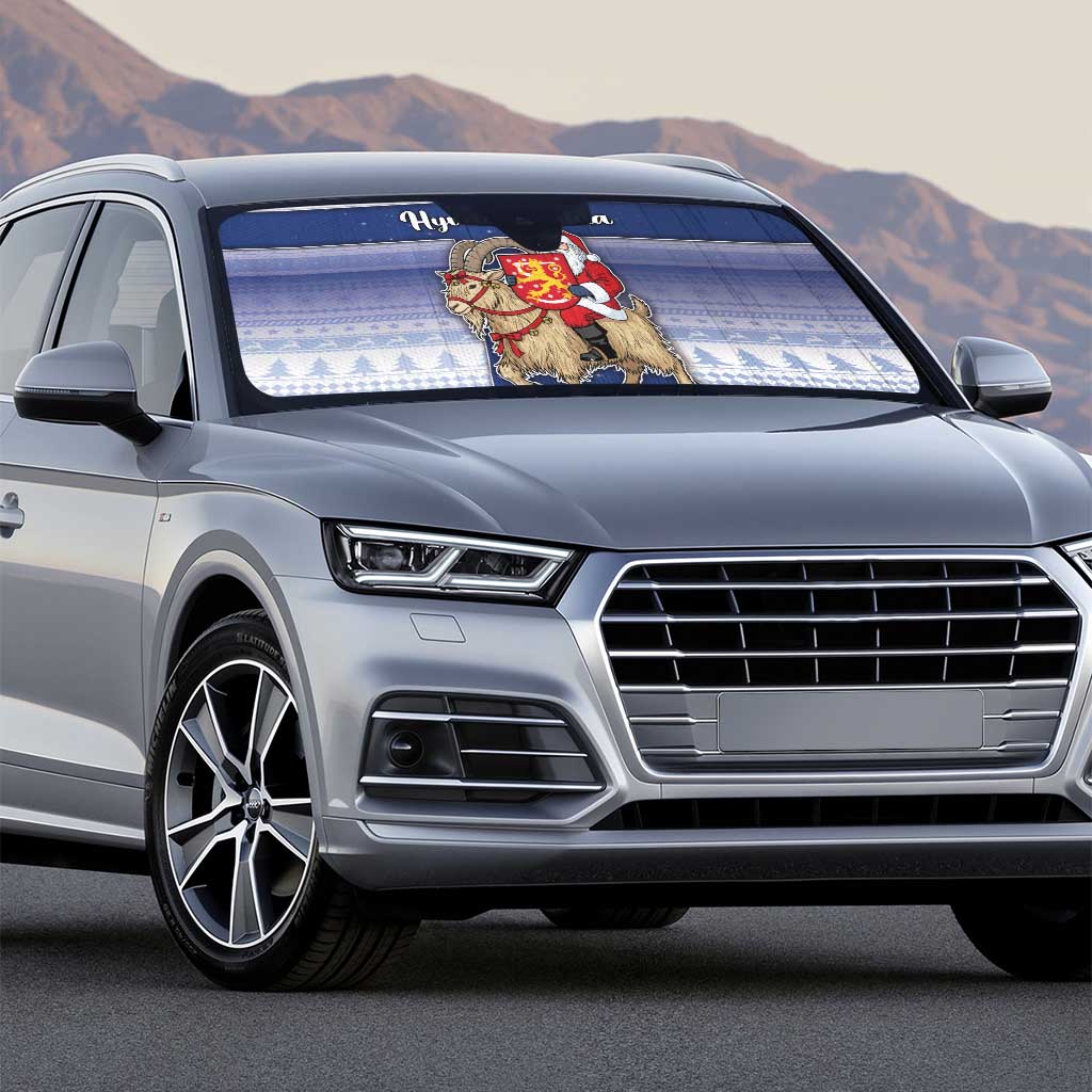 Finland Christmas Auto Sun Shade Joulupukki With Coat Of Arms - Wonder Print Shop