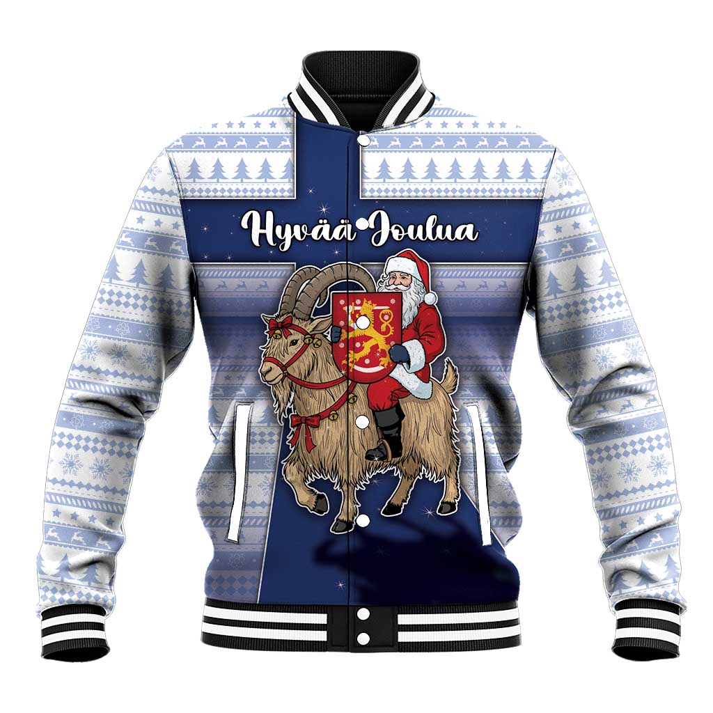 Finland Christmas Baseball Jacket Joulupukki With Coat Of Arms - Wonder Print Shop