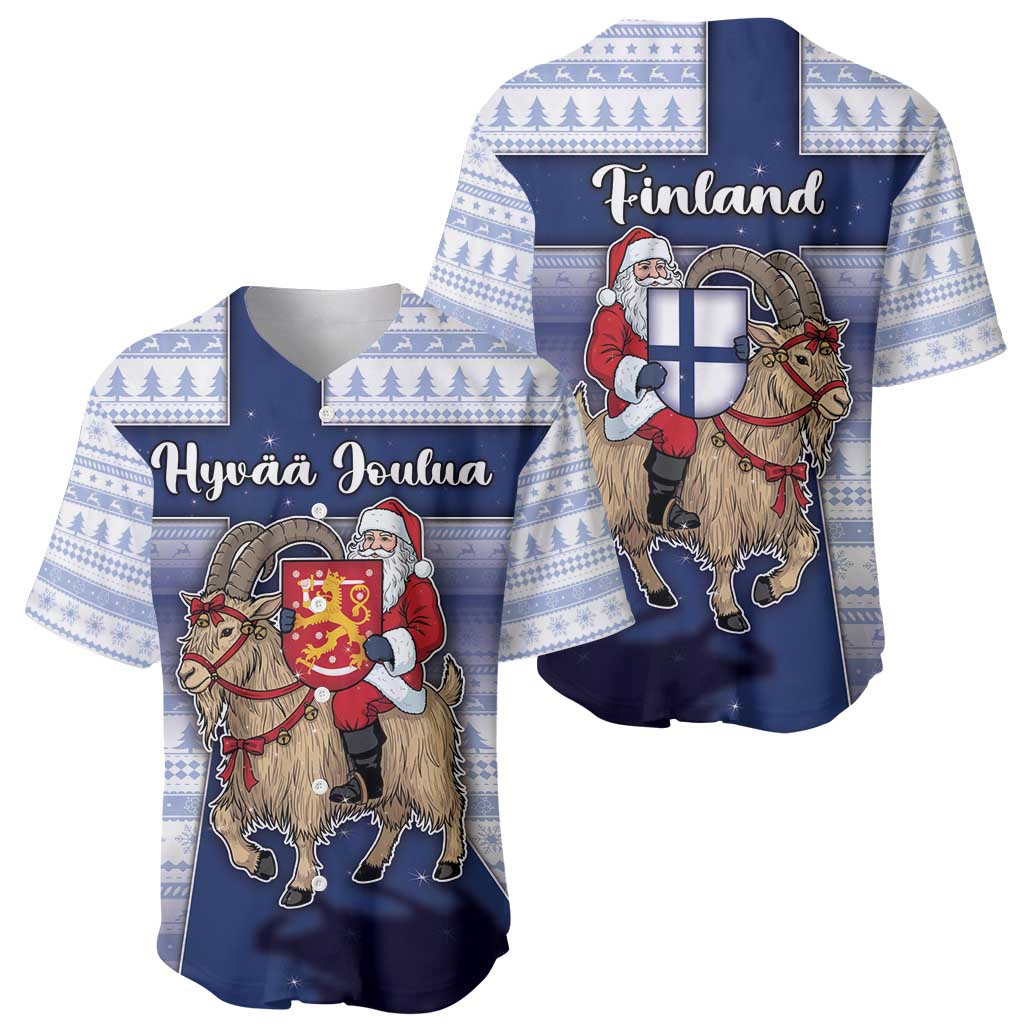 Finland Christmas Baseball Jersey Joulupukki With Coat Of Arms - Wonder Print Shop