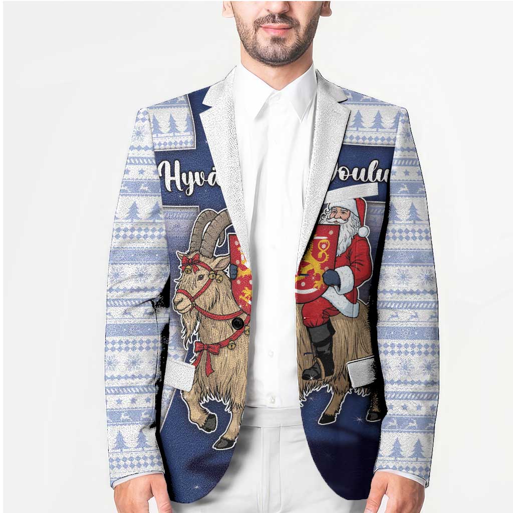 Finland Christmas Blazer Joulupukki With Coat Of Arms - Wonder Print Shop