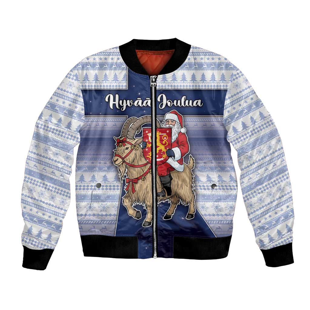 Finland Christmas Bomber Jacket Joulupukki With Coat Of Arms - Wonder Print Shop