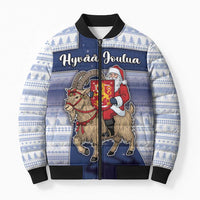 Finland Christmas Bomber Puffer Jacket Joulupukki With Coat Of Arms - Wonder Print Shop