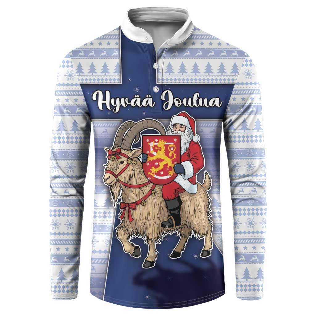 Finland Christmas Button Sweatshirt Joulupukki With Coat Of Arms - Wonder Print Shop