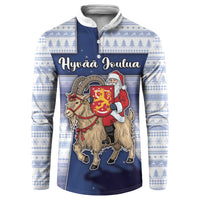Finland Christmas Button Sweatshirt Joulupukki With Coat Of Arms - Wonder Print Shop