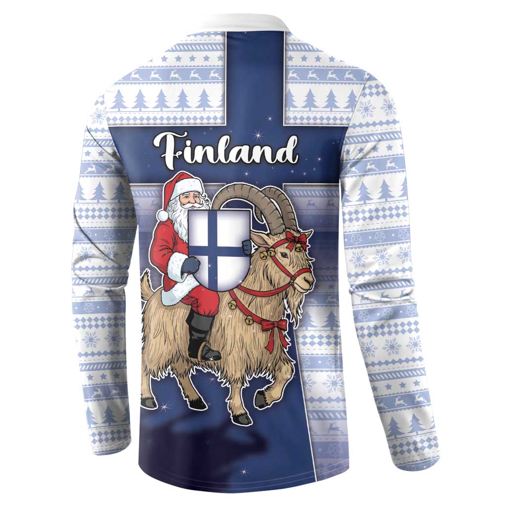 Finland Christmas Button Sweatshirt Joulupukki With Coat Of Arms - Wonder Print Shop
