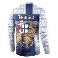 Finland Christmas Button Sweatshirt Joulupukki With Coat Of Arms - Wonder Print Shop