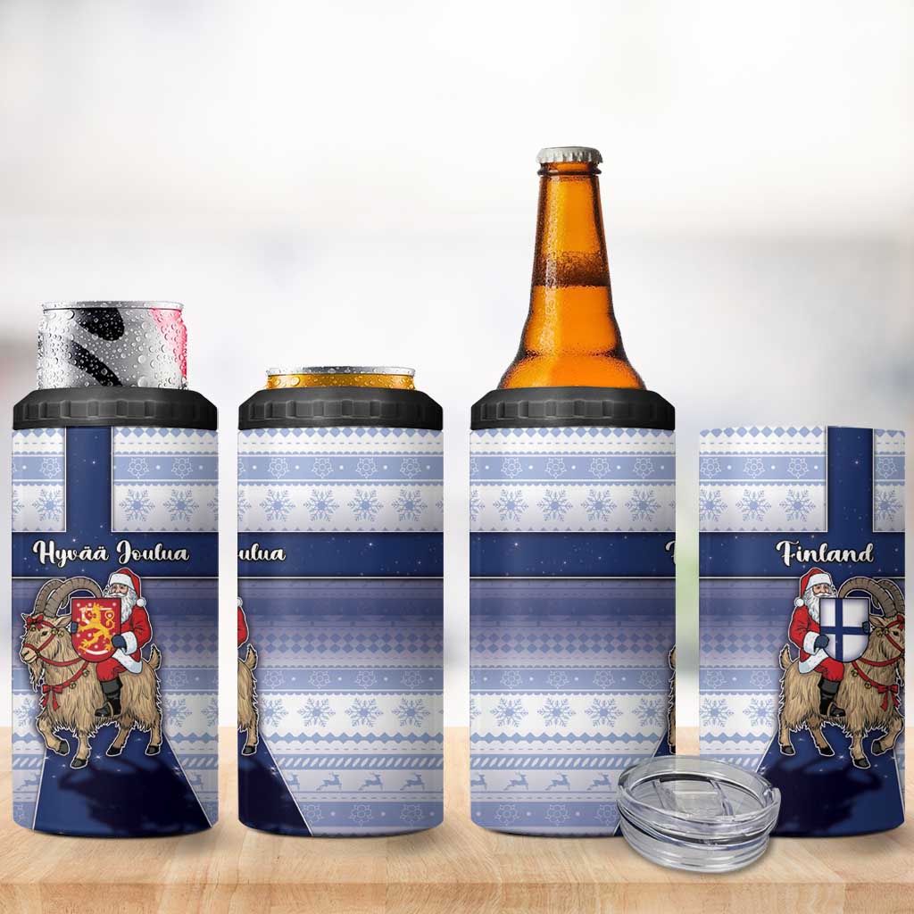 Finland Christmas 4 in 1 Can Cooler Tumbler Joulupukki With Coat Of Arms - Wonder Print Shop