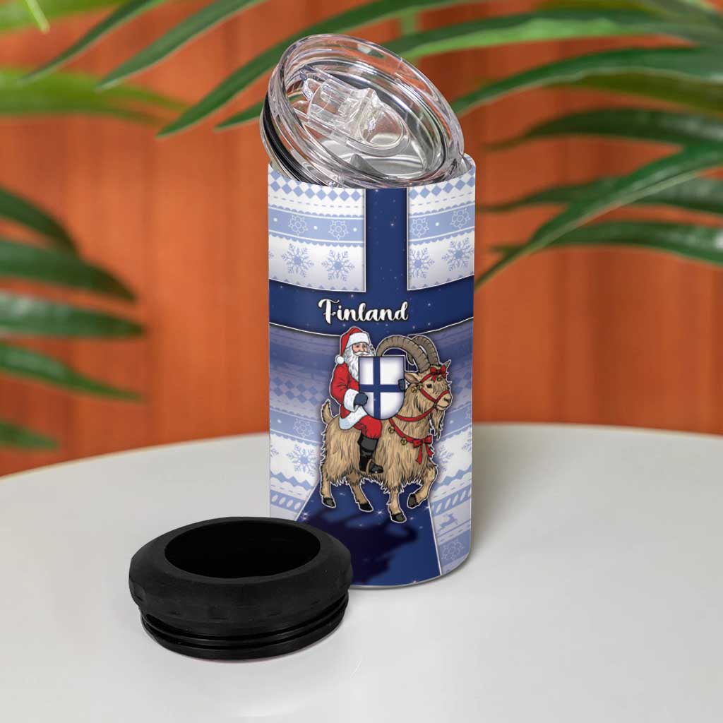 Finland Christmas 4 in 1 Can Cooler Tumbler Joulupukki With Coat Of Arms - Wonder Print Shop