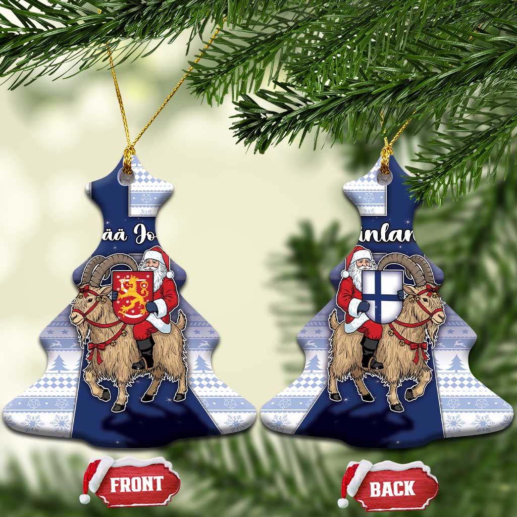 Finland Christmas Ceramic Ornament Joulupukki With Coat Of Arms - Wonder Print Shop