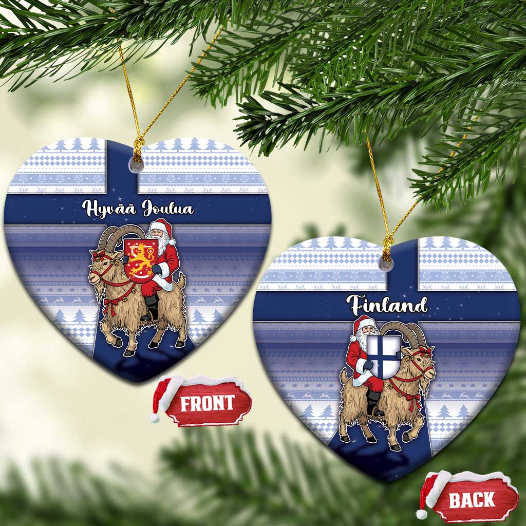 Finland Christmas Ceramic Ornament Joulupukki With Coat Of Arms - Wonder Print Shop