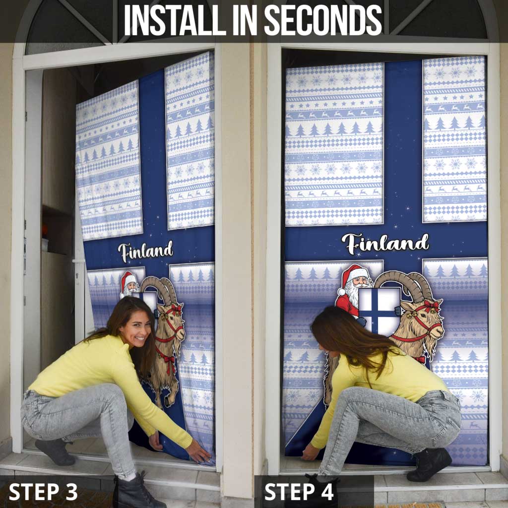 Finland Christmas Door Cover Joulupukki With Coat Of Arms - Wonder Print Shop