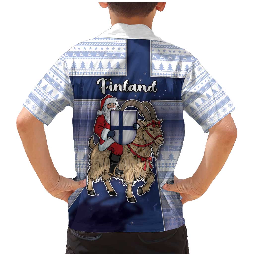 Finland Christmas Family Matching Mermaid Dress and Hawaiian Shirt Joulupukki With Coat Of Arms - Wonder Print Shop