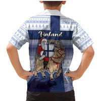 Finland Christmas Family Matching Mermaid Dress and Hawaiian Shirt Joulupukki With Coat Of Arms - Wonder Print Shop