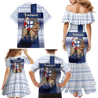 Finland Christmas Family Matching Mermaid Dress and Hawaiian Shirt Joulupukki With Coat Of Arms - Wonder Print Shop