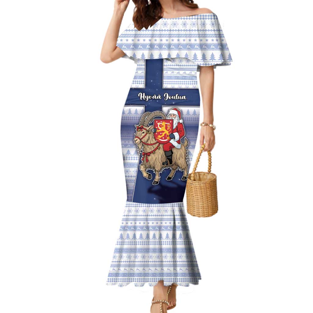 Finland Christmas Family Matching Mermaid Dress and Hawaiian Shirt Joulupukki With Coat Of Arms - Wonder Print Shop