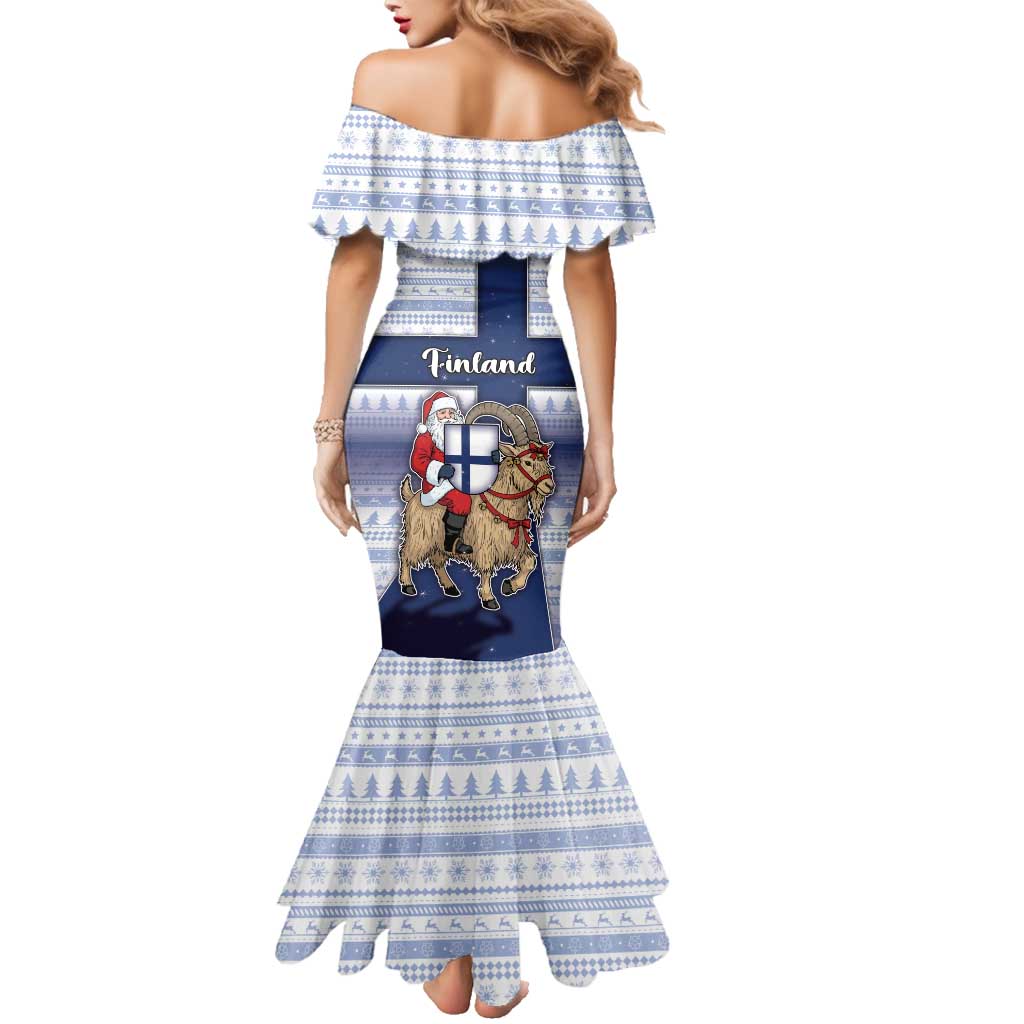 Finland Christmas Family Matching Mermaid Dress and Hawaiian Shirt Joulupukki With Coat Of Arms - Wonder Print Shop
