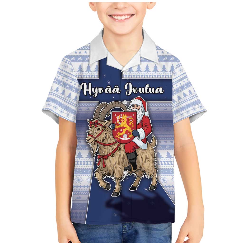 Finland Christmas Family Matching Mermaid Dress and Hawaiian Shirt Joulupukki With Coat Of Arms - Wonder Print Shop