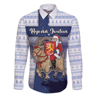 Finland Christmas Family Matching Off The Shoulder Long Sleeve Dress and Hawaiian Shirt Joulupukki With Coat Of Arms - Wonder Print Shop