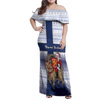 Finland Christmas Family Matching Off Shoulder Maxi Dress and Hawaiian Shirt Joulupukki With Coat Of Arms - Wonder Print Shop