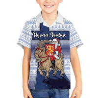 Finland Christmas Family Matching Off Shoulder Short Dress and Hawaiian Shirt Joulupukki With Coat Of Arms - Wonder Print Shop