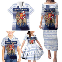 Finland Christmas Family Matching Puletasi and Hawaiian Shirt Joulupukki With Coat Of Arms - Wonder Print Shop
