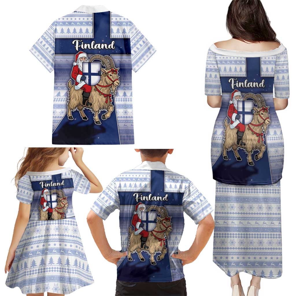 Finland Christmas Family Matching Puletasi and Hawaiian Shirt Joulupukki With Coat Of Arms - Wonder Print Shop