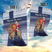 Finland Christmas Garden Flag Joulupukki With Coat Of Arms - Wonder Print Shop