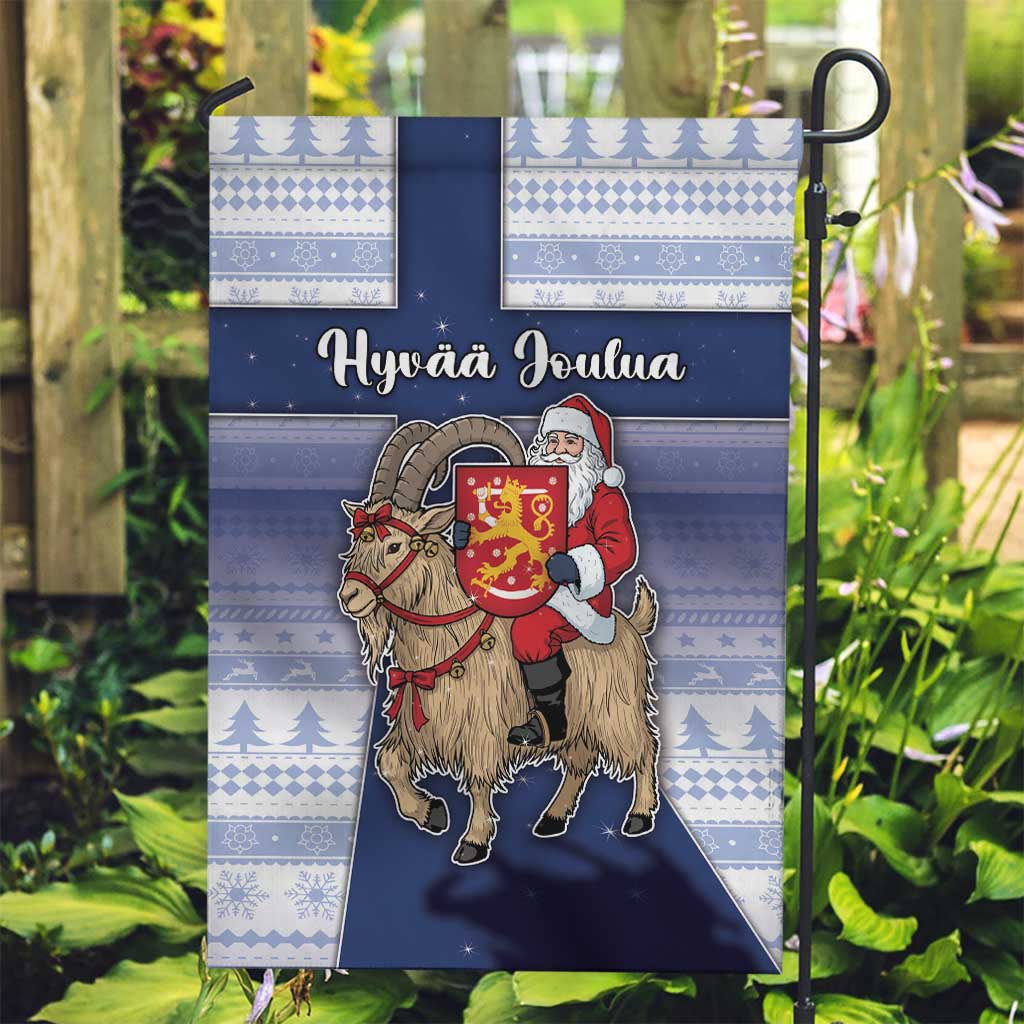 Finland Christmas Garden Flag Joulupukki With Coat Of Arms - Wonder Print Shop