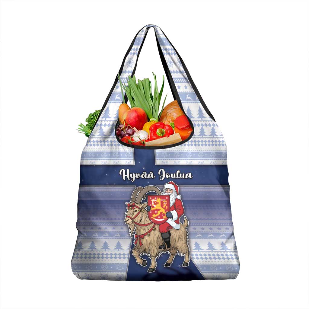 Finland Christmas Grocery Bag Joulupukki With Coat Of Arms - Wonder Print Shop
