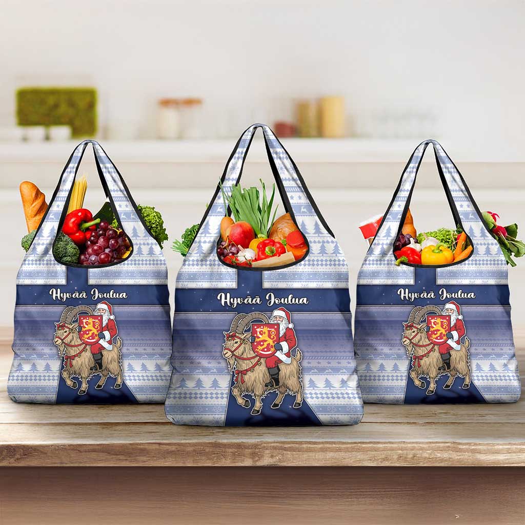 Finland Christmas Grocery Bag Joulupukki With Coat Of Arms - Wonder Print Shop