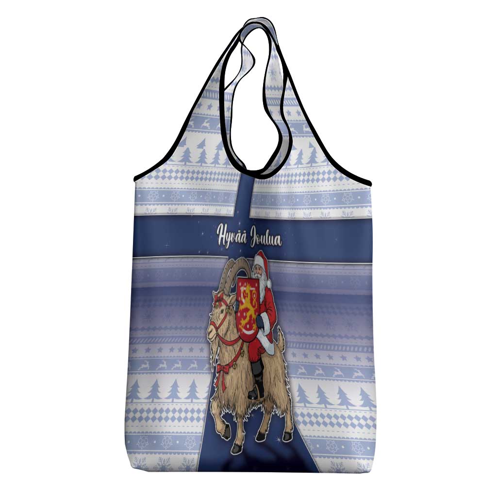 Finland Christmas Grocery Bag Joulupukki With Coat Of Arms - Wonder Print Shop