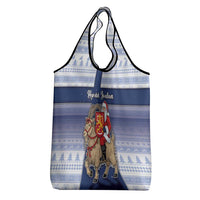 Finland Christmas Grocery Bag Joulupukki With Coat Of Arms - Wonder Print Shop