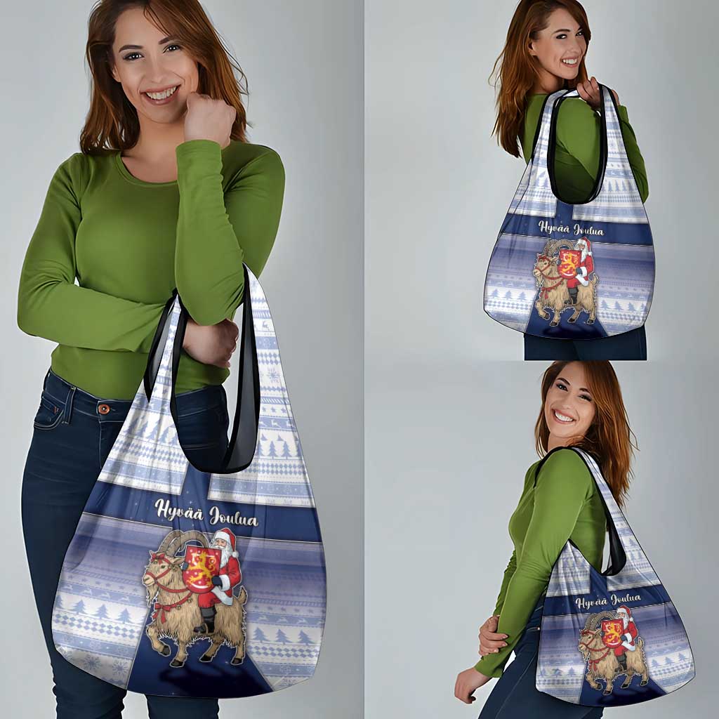 Finland Christmas Grocery Bag Joulupukki With Coat Of Arms - Wonder Print Shop