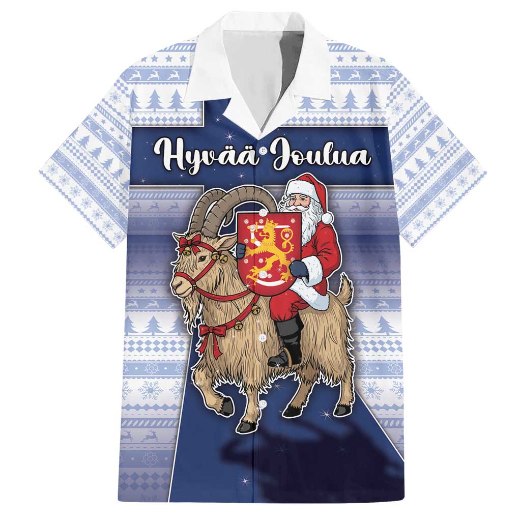 Finland Christmas Hawaiian Shirt Joulupukki With Coat Of Arms - Wonder Print Shop