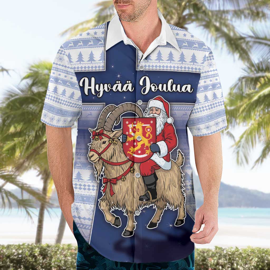 Finland Christmas Hawaiian Shirt Joulupukki With Coat Of Arms - Wonder Print Shop