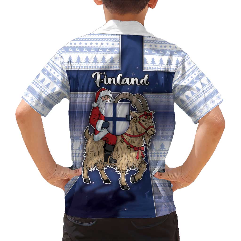 Finland Christmas Hawaiian Shirt Joulupukki With Coat Of Arms - Wonder Print Shop