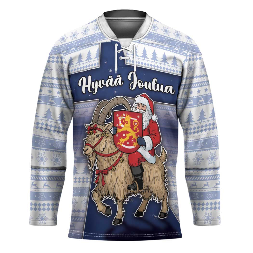 Finland Christmas Hockey Jersey Joulupukki With Coat Of Arms - Wonder Print Shop