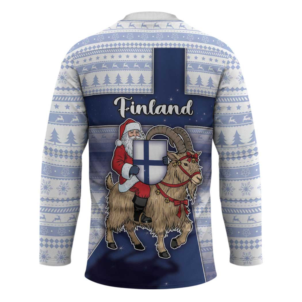 Finland Christmas Hockey Jersey Joulupukki With Coat Of Arms - Wonder Print Shop