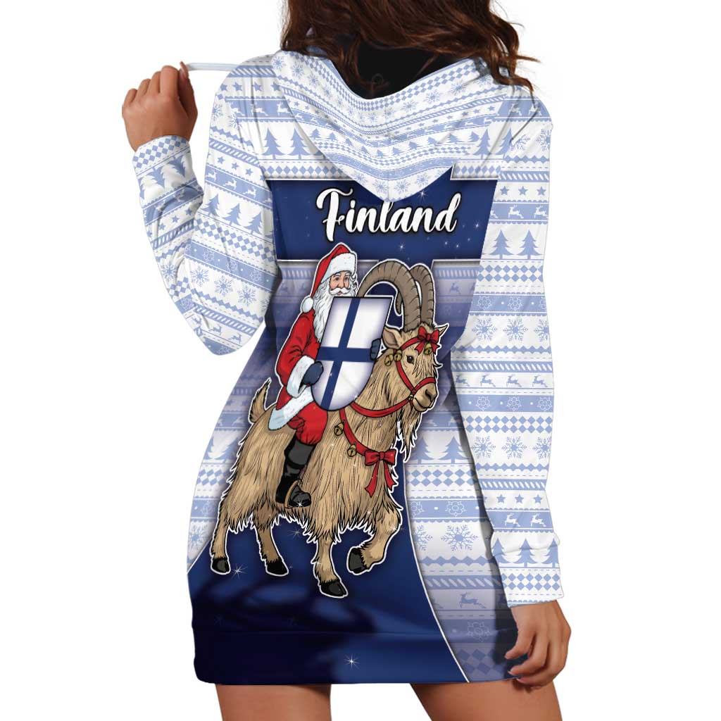 Finland Christmas Hoodie Dress Joulupukki With Coat Of Arms - Wonder Print Shop