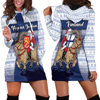 Finland Christmas Hoodie Dress Joulupukki With Coat Of Arms - Wonder Print Shop