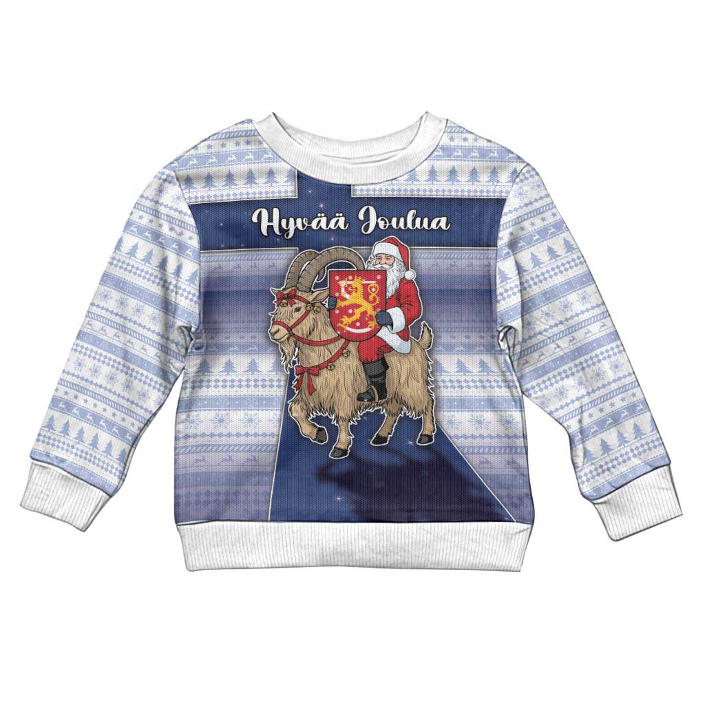 Finland Christmas Kid Ugly Christmas Sweater Joulupukki With Coat Of Arms - Wonder Print Shop