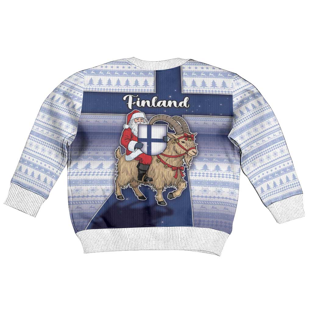 Finland Christmas Kid Ugly Christmas Sweater Joulupukki With Coat Of Arms - Wonder Print Shop