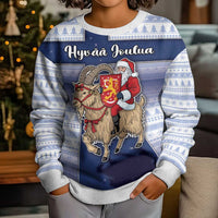 Finland Christmas Kid Ugly Christmas Sweater Joulupukki With Coat Of Arms - Wonder Print Shop