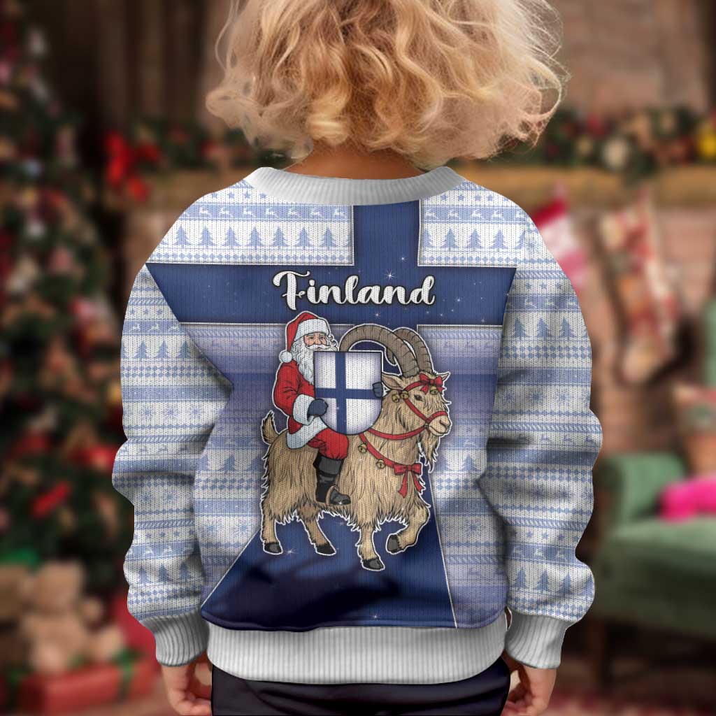 Finland Christmas Kid Ugly Christmas Sweater Joulupukki With Coat Of Arms - Wonder Print Shop