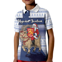 Finland Christmas Kid Polo Shirt Joulupukki With Coat Of Arms - Wonder Print Shop