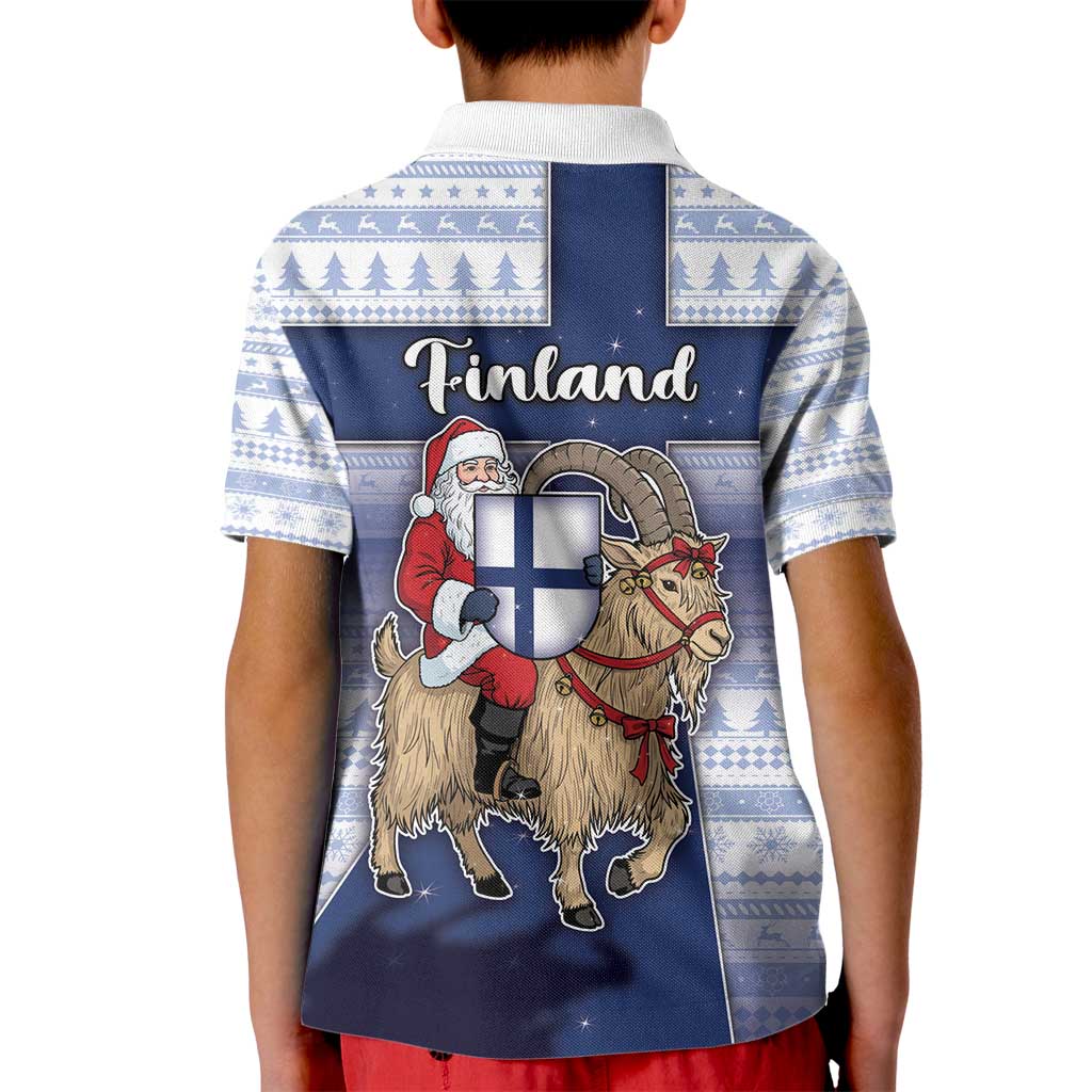 Finland Christmas Kid Polo Shirt Joulupukki With Coat Of Arms - Wonder Print Shop
