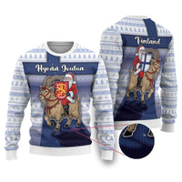 Finland Christmas Ugly Christmas Sweater Joulupukki With Coat Of Arms - Wonder Print Shop