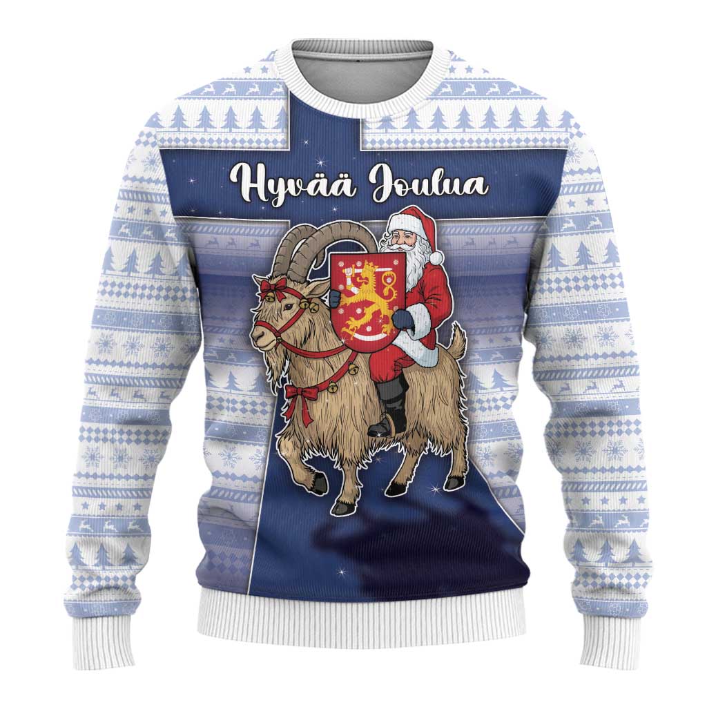 Finland Christmas Ugly Christmas Sweater Joulupukki With Coat Of Arms - Wonder Print Shop