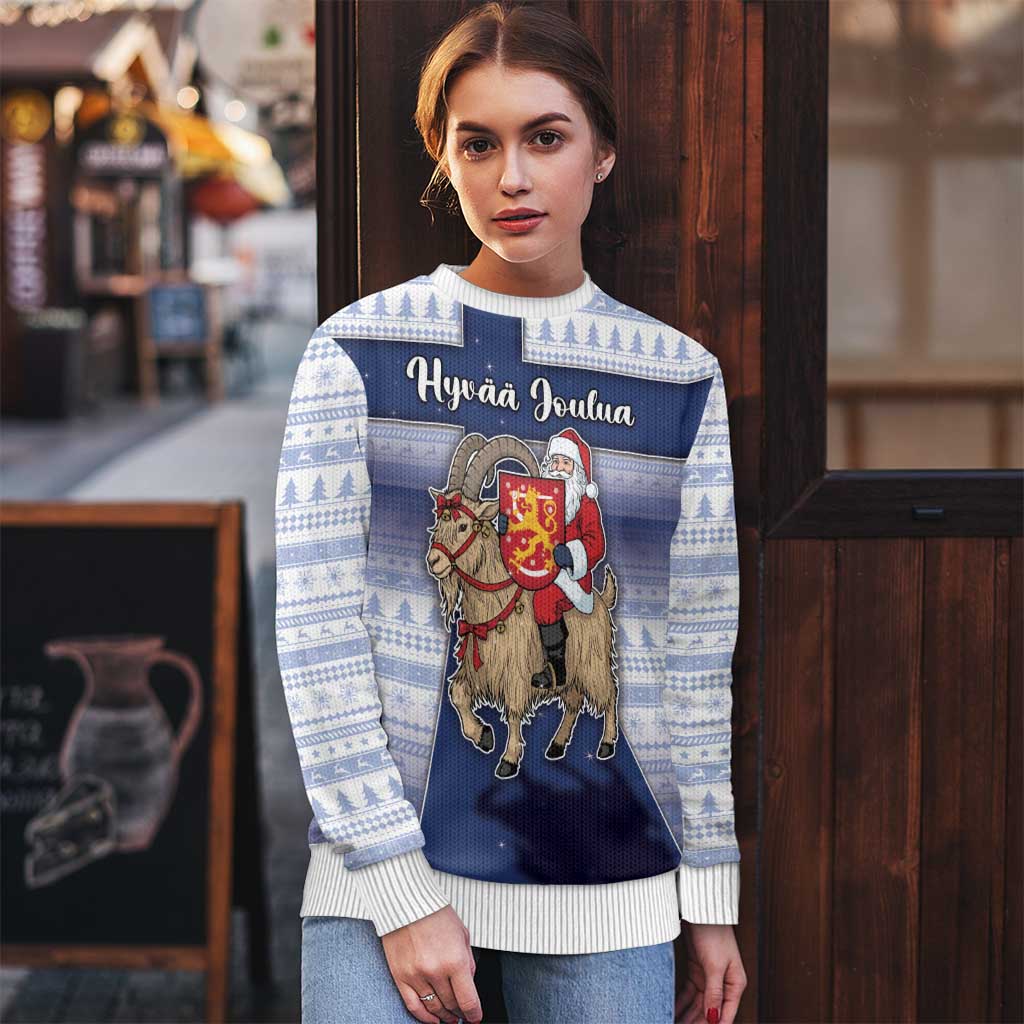 Finland Christmas Ugly Christmas Sweater Joulupukki With Coat Of Arms - Wonder Print Shop