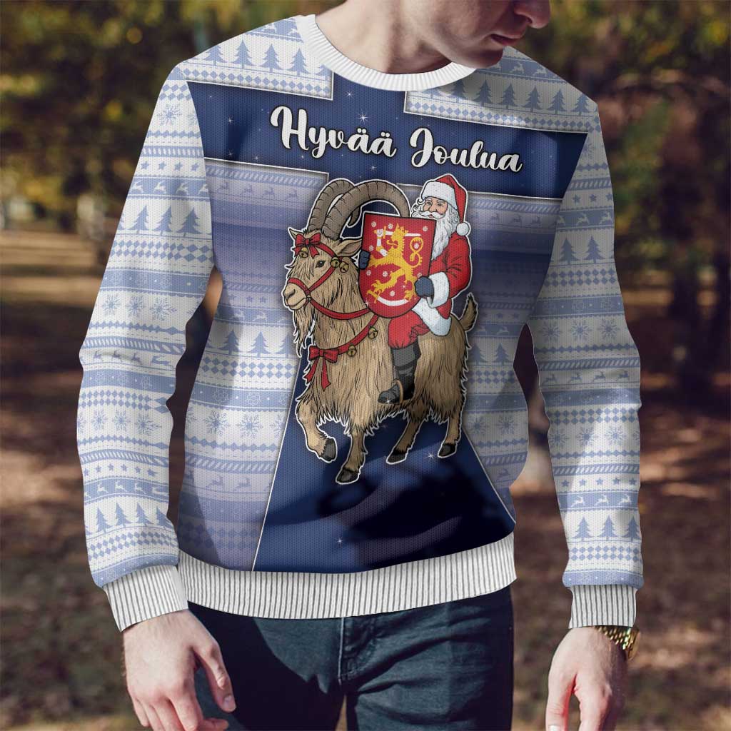 Finland Christmas Ugly Christmas Sweater Joulupukki With Coat Of Arms - Wonder Print Shop